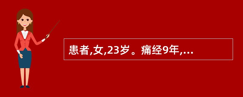 患者,女,23岁。痛经9年,经行不畅,小腹胀痛,拒按,经色紫红,夹有血块,血块下