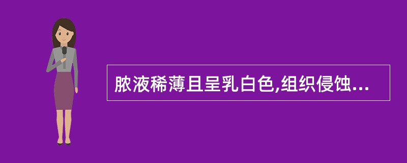 脓液稀薄且呈乳白色,组织侵蚀明显,最有可能的致病菌是( )