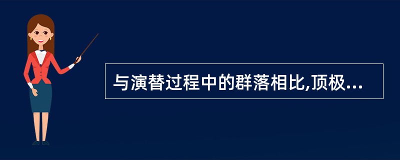 与演替过程中的群落相比,顶极群落的特征是( )