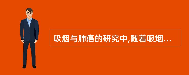 吸烟与肺癌的研究中,随着吸烟剂量的增加,肺癌的比值比或相对危险度也增加,成剂量反