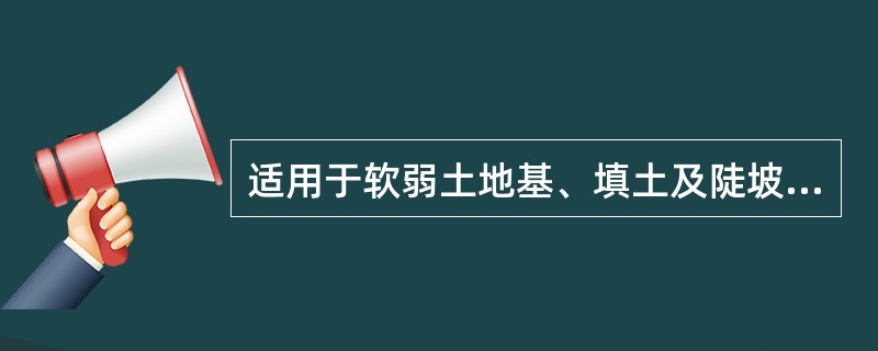 适用于软弱土地基、填土及陡坡填土、砂土等地基的处理方式是( )。