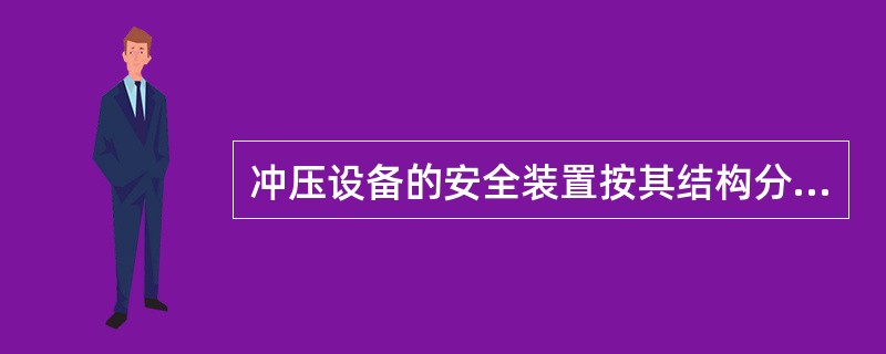 冲压设备的安全装置按其结构分为机械、按钮、光电、感应等类型的安全装置,其中,(