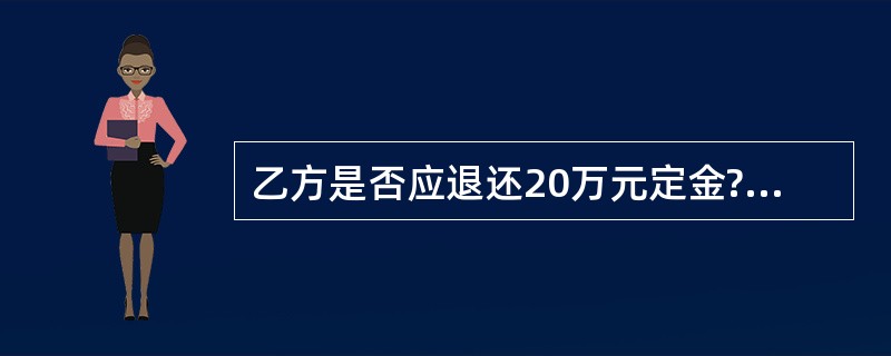 乙方是否应退还20万元定金?说明理由。(2分)