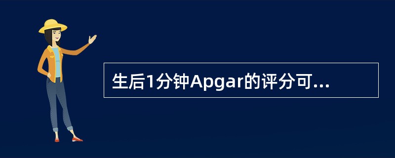 生后1分钟Apgar的评分可区别窒息的程度,重度窒息评分为