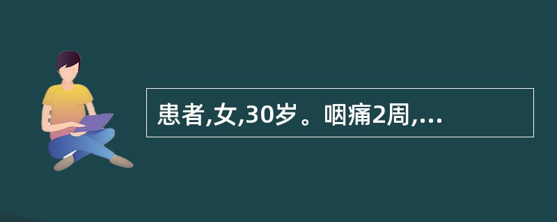 患者,女,30岁。咽痛2周,突发腰痛、发热1天,查尿常规:蛋白(£«),红细胞2