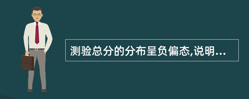 测验总分的分布呈负偏态,说明测验整体难度