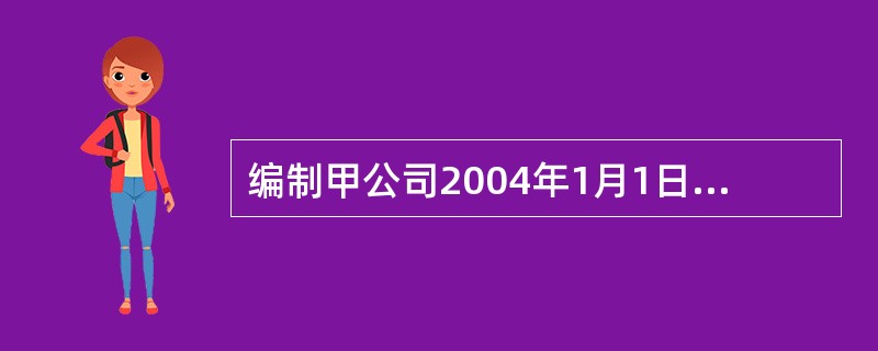 编制甲公司2004年1月1日追加投资的会计分录。