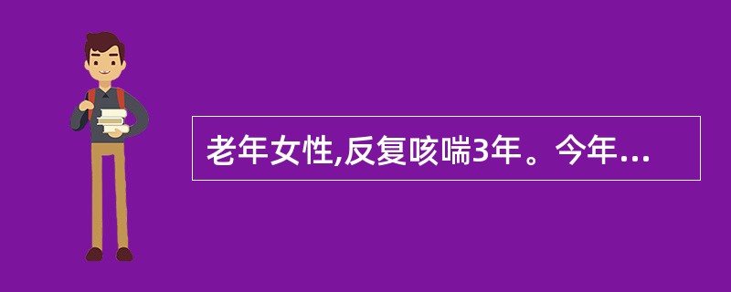 老年女性,反复咳喘3年。今年人夏以来病情加重,咳喘频剧,咳声嘶哑,气粗,痰黄粘稠