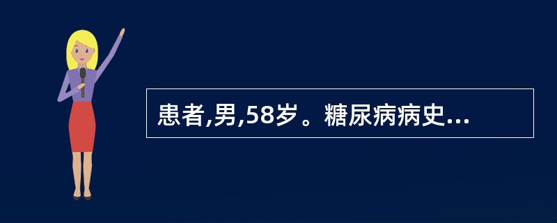 患者,男,58岁。糖尿病病史15年。检查:双下肢浮肿,尿蛋白定量3g£¯d,空腹