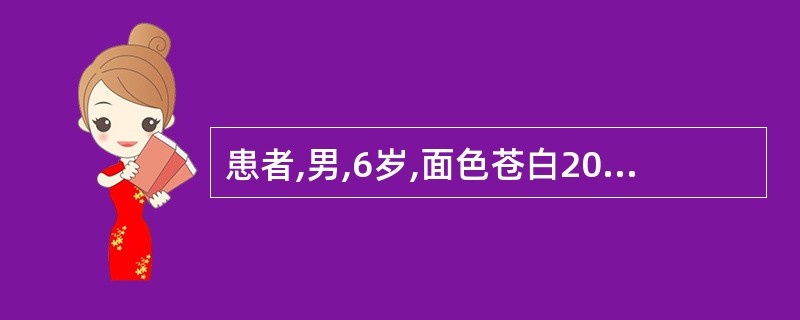 患者,男,6岁,面色苍白20d,皮肤出血点、牙龈出血2周。体检:贫血貌,全身皮肤