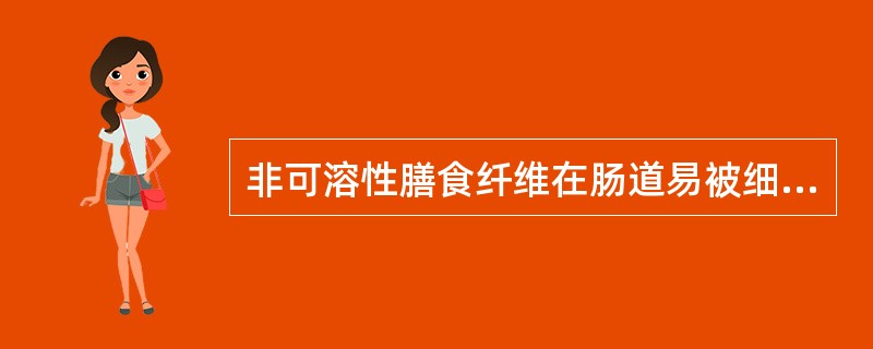 非可溶性膳食纤维在肠道易被细菌酵解,所产生的短链脂肪酸可作为肠道细胞的能量来源。