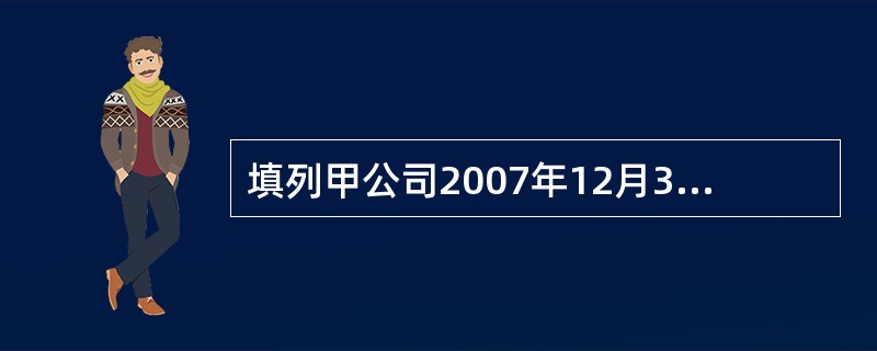 填列甲公司2007年12月31日与生产产品W相关的资产组减值测试表(表格见答题纸