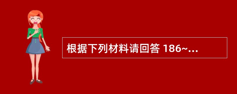 根据下列材料请回答 186~188 题:(共用题干)患者男性,21岁,2周前出现