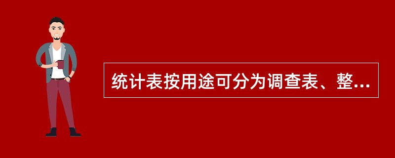 统计表按用途可分为调查表、整理表和分析表。