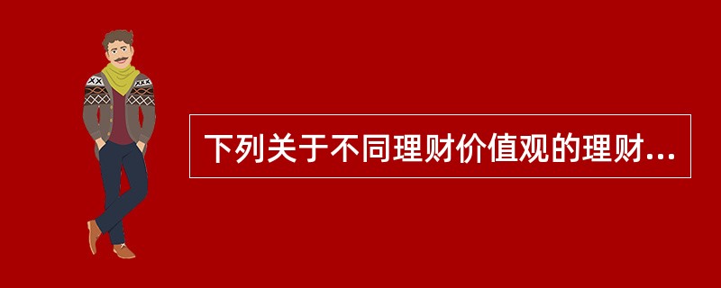 下列关于不同理财价值观的理财特点及投资建议的说法,正确的有( )。