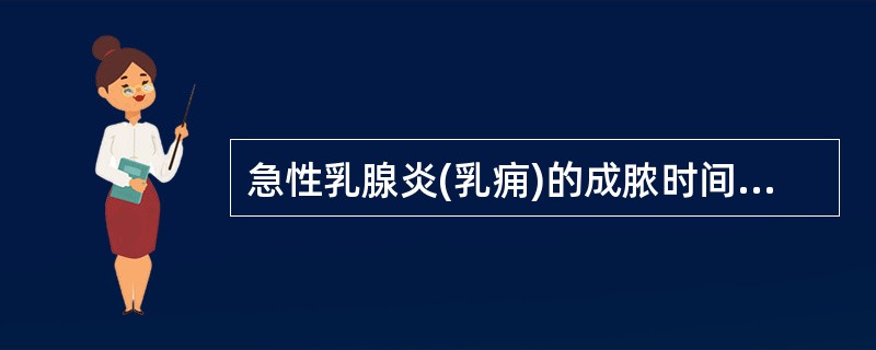 急性乳腺炎(乳痈)的成脓时间约为( )。