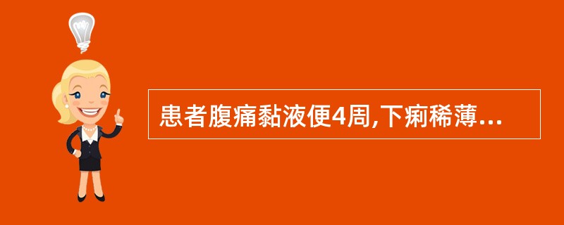 患者腹痛黏液便4周,下痢稀薄,带有白冻,且滑脱不禁,食少神疲,四肢不温,腰疫怕冷