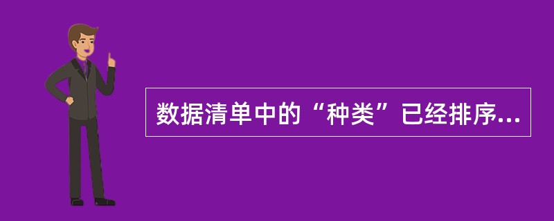 数据清单中的“种类”已经排序,要求:按“种类”对“数量”汇总求和,汇总结果显示在