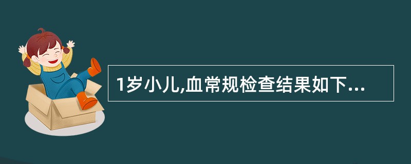 1岁小儿,血常规检查结果如下:Hb80g£¯L,MCV 98fl,MCH 33p