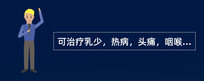 可治疗乳少，热病，头痛，咽喉肿痛的穴位是（）。