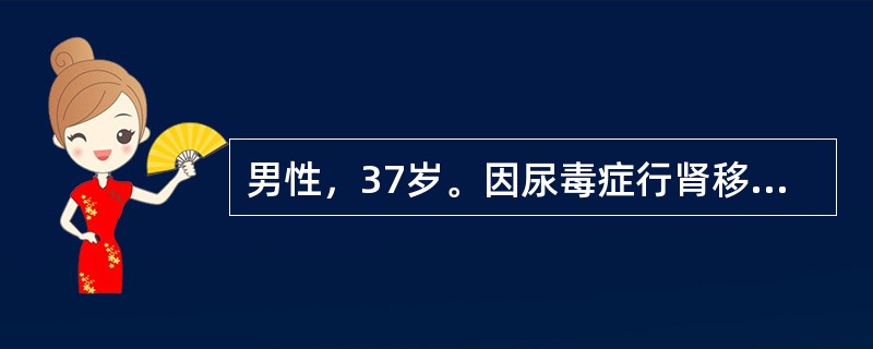 男性，37岁。因尿毒症行肾移植术，开放移植肾血流后立即泌尿。术后第一个24小时尿