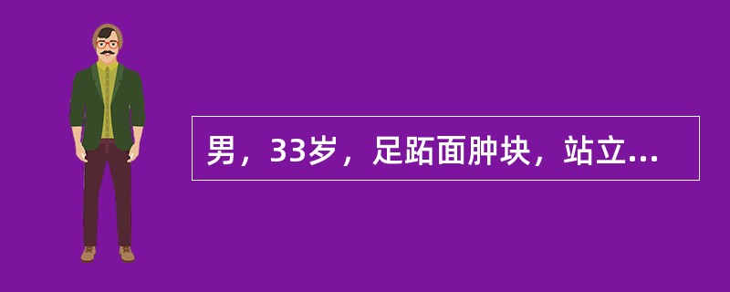 男，33岁，足跖面肿块，站立较久或行走时有轻度痛，结合图像，最可能的诊断是（）