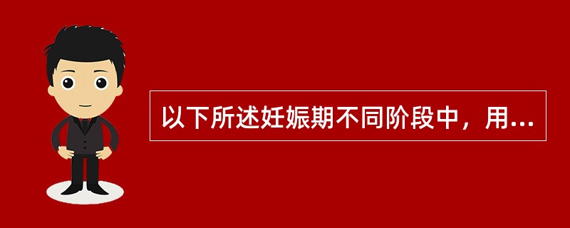 以下所述妊娠期不同阶段中，用药不当可能影响胎儿的生长与功能的发育（耳聋、失明、智