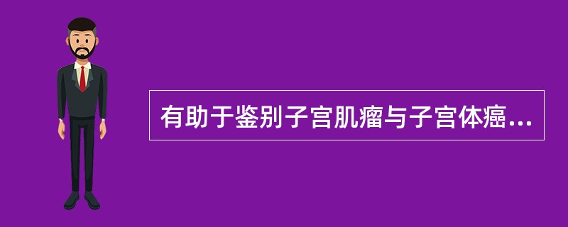 有助于鉴别子宫肌瘤与子宫体癌的是（）