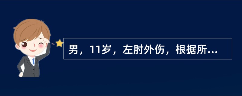 男，11岁，左肘外伤，根据所示图像，最可能的诊断是（）