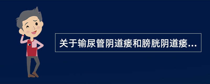 关于输尿管阴道瘘和膀胱阴道瘘的鉴别，叙述正确的有（）