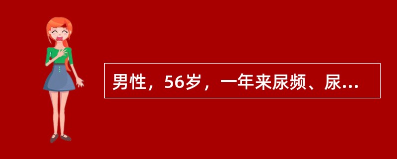 男性，56岁，一年来尿频、尿急、尿痛，有时尿浑浊。伴终末血尿，一般抗生素无效。尿