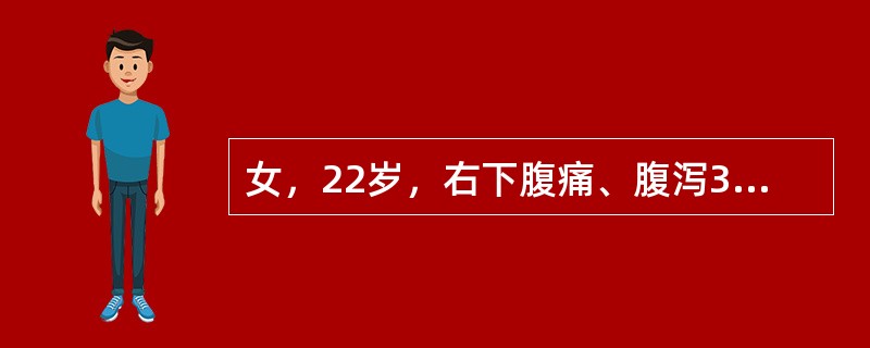 女，22岁，右下腹痛、腹泻3个月，伴有午后低热，夜间盗汗。体检：腹软，右下腹压痛