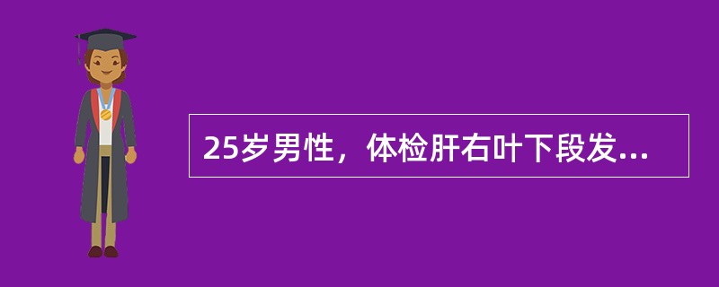 25岁男性，体检肝右叶下段发现1．5cm占位，US呈强回声，CT值一10HU，T