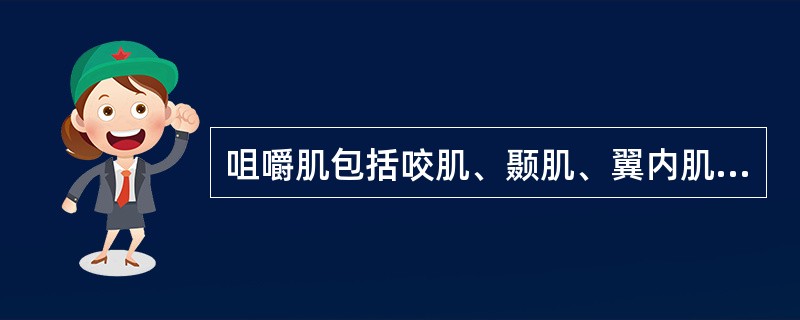 咀嚼肌包括咬肌、颞肌、翼内肌和翼外肌。