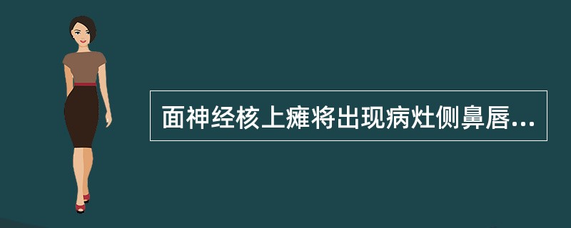 面神经核上瘫将出现病灶侧鼻唇沟消失。