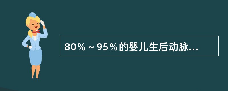 80％～95％的婴儿生后动脉导管解剖上关闭的时间为（）