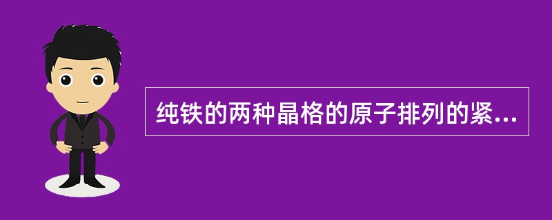 纯铁的两种晶格的原子排列的紧密程度不同，其中（）的原子排列比（）紧密，故当γ—F