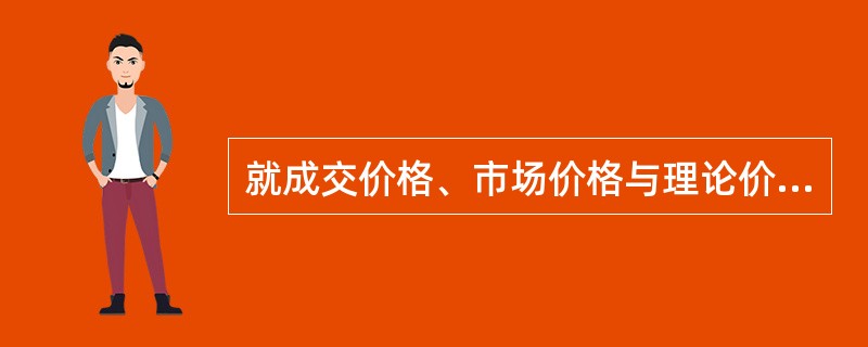 就成交价格、市场价格与理论价格相对而言，房地产估价所评估的是房地产的市场价格。（