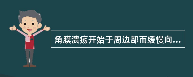 角膜溃疡开始于周边部而缓慢向中心潜行，属于（）。