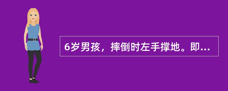 6岁男孩，摔倒时左手撑地。即出现左肘部疼痛、肿胀，桡动脉搏动减弱，最可能的诊断是