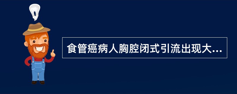 食管癌病人胸腔闭式引流出现大量淡黄色液体，考虑（）