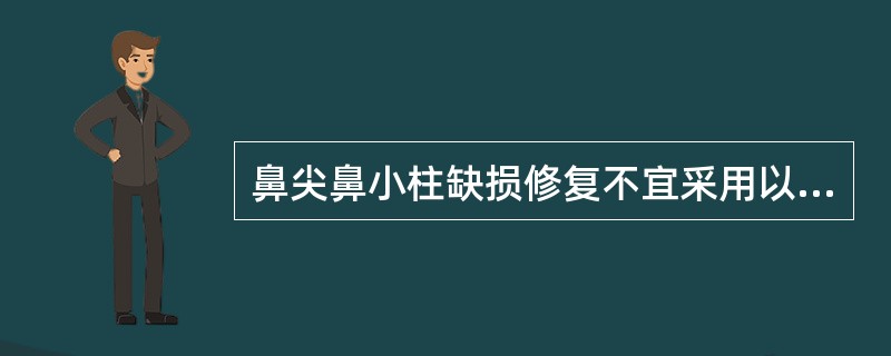 鼻尖鼻小柱缺损修复不宜采用以下哪种方法（）