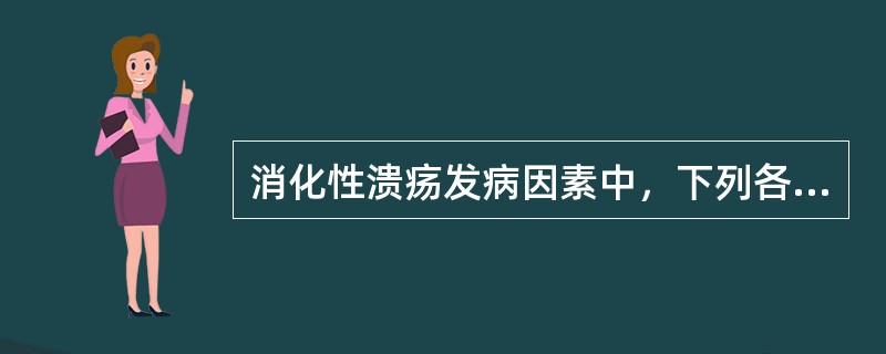 消化性溃疡发病因素中，下列各项最重要的是（）