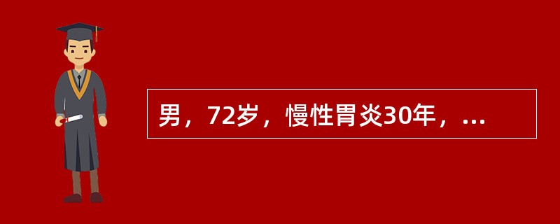 男，72岁，慢性胃炎30年，近2周出现发作性胸痛，伴反酸、胃灼热、呃逆。此时首先