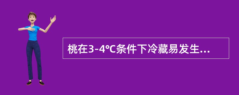 桃在3-4℃条件下冷藏易发生冷害，症状主要表现为果肉变糠化，味变淡、变苦或出现异