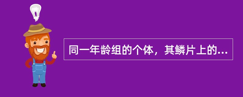 同一年龄组的个体，其鳞片上的年轮数相同。