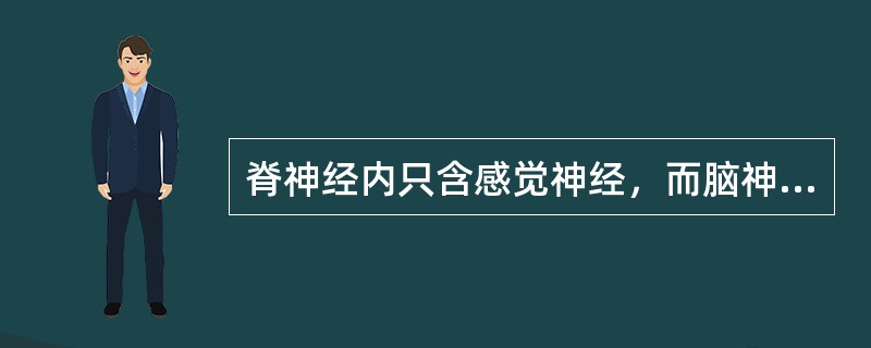 脊神经内只含感觉神经，而脑神经均为混合神经。