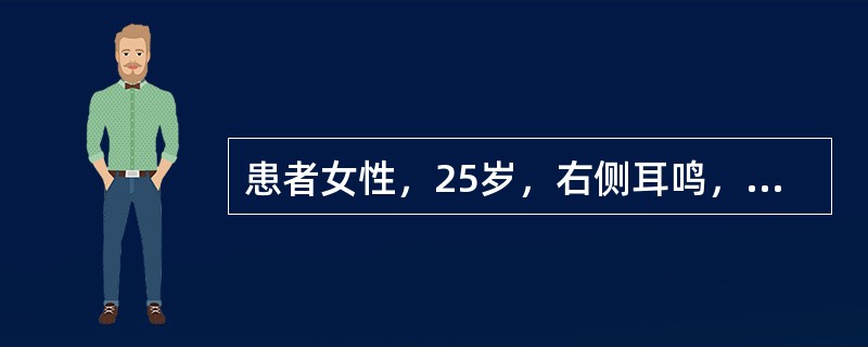 患者女性，25岁，右侧耳鸣，听力下降。CT平扫无异常，临床拟诊内听道内小听神经瘤