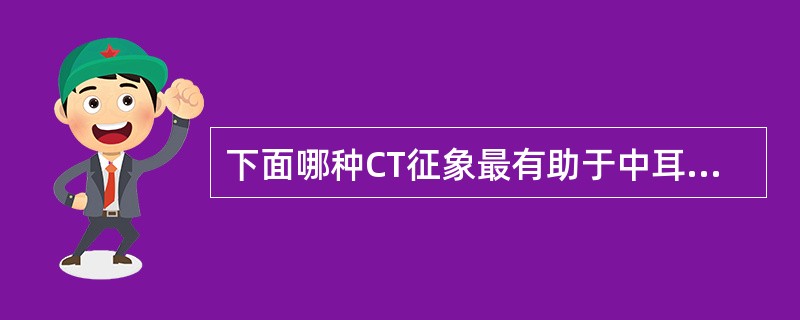 下面哪种CT征象最有助于中耳胆脂瘤诊断（）