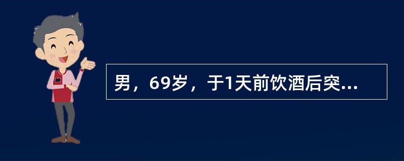 男，69岁，于1天前饮酒后突发左侧肢体无力，CT检查，最可能的诊断是（）